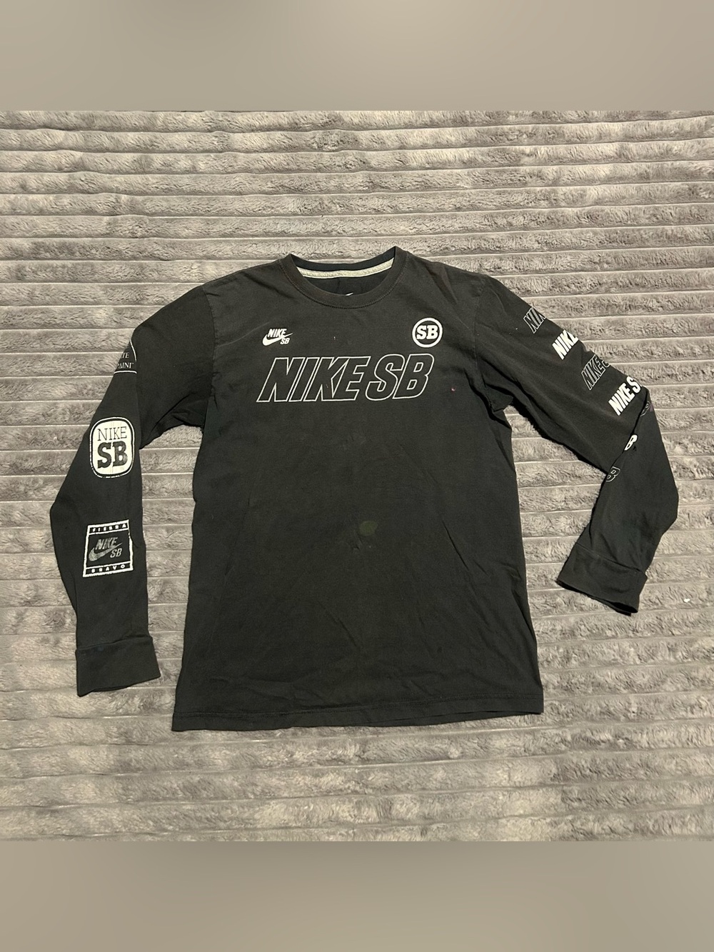 Vintage Disstressed Nike SB Long-Sleeve Slate T-Shirt
